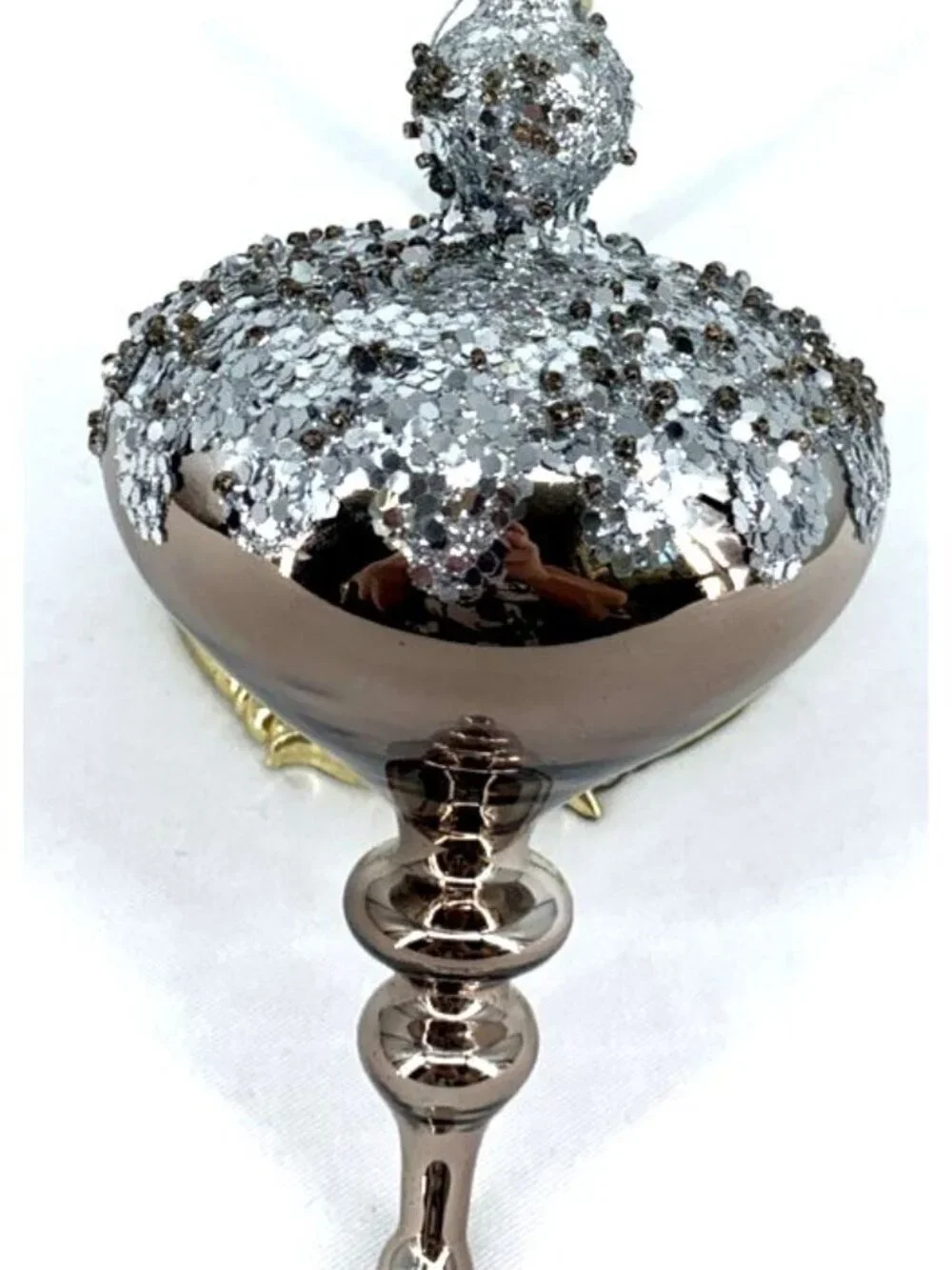 Blown Glass Finial Drop Christmas Ornament Silver 7